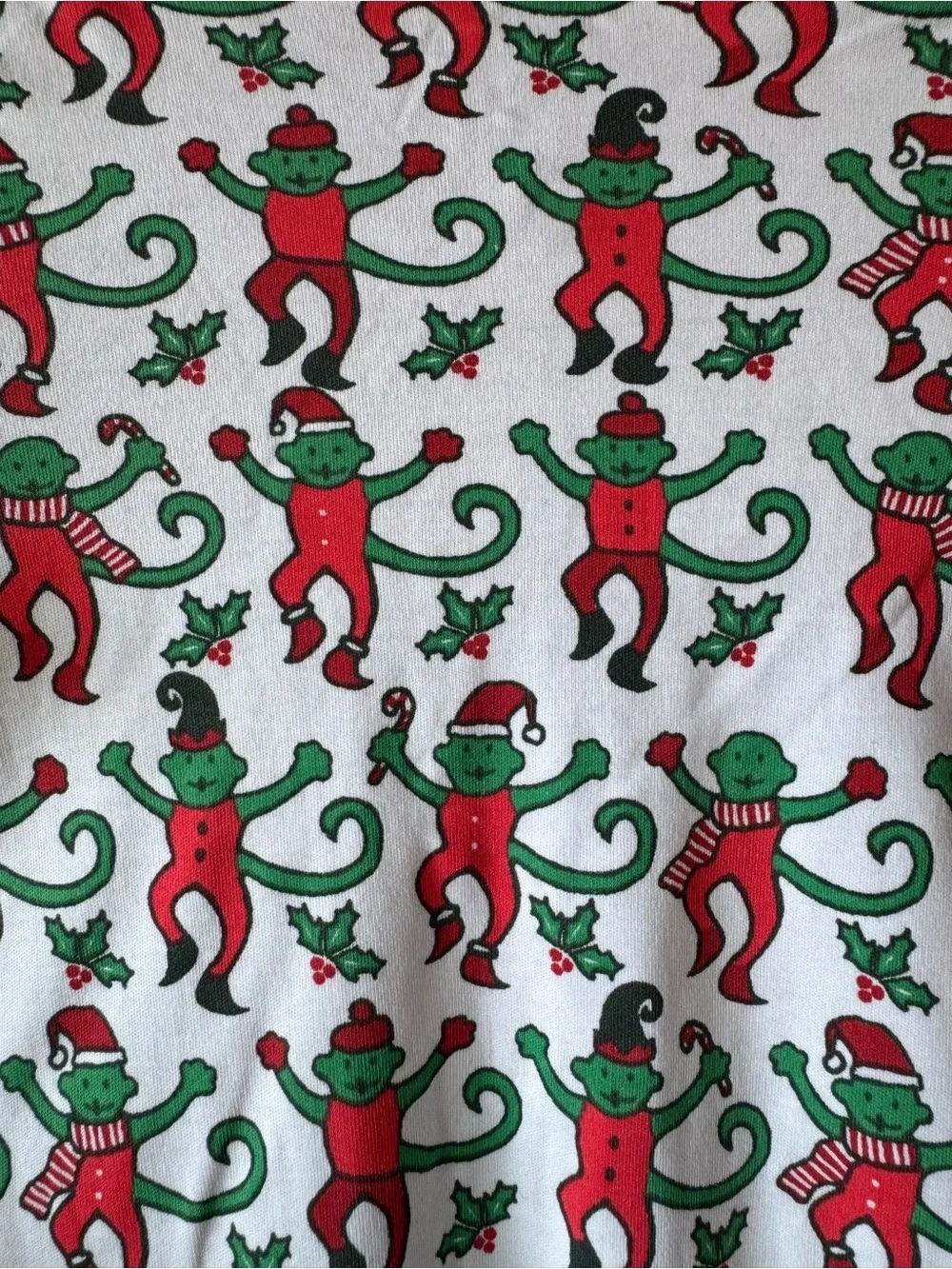 Roller Rabbit Baby Monkey Christmas Holiday Print One Piece Pajamas 3-6 Months